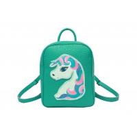 Handpainted Unicorn on Turquoise Leather Backpack Carmenittta
