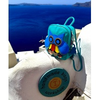 Handmade Owl on Turquoise Leather Backpack