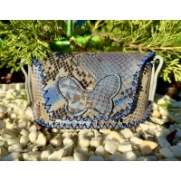 Shades of Blue and Gray Snakeprint Leather Sunglasses Handsewn Case