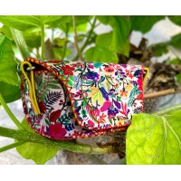 Flowers Print on White Leather Sunglasses Handsewn Case